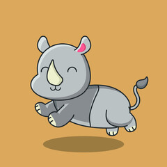 rhino cartoon character jungle zebra cute rhinoceros africa animal tatto horn fauna icon safari zoo
