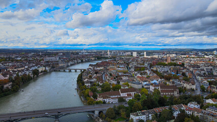 Basel - the famous Swiss city from above - drone footage
