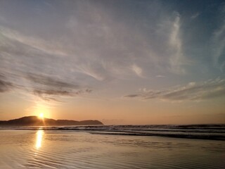 Praia, Por do Sol, Conchas, Mar