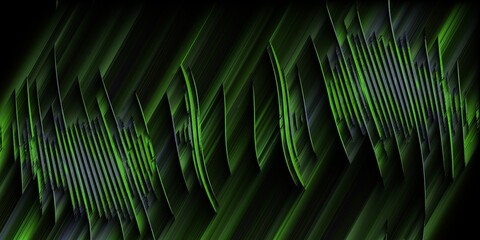 Obraz na płótnie Canvas creative bright green striped design on a plain black background