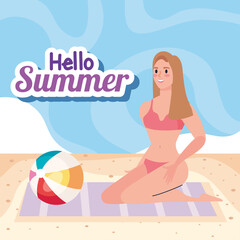 hello summer scene card