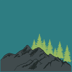 Mountain and Trees Stock Illustration.