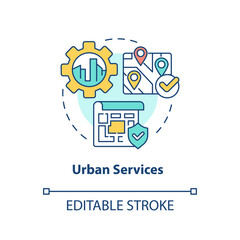 Urban services concept icon. Heritage reservation. Developmental activities abstract idea thin line illustration. Isolated outline drawing. Editable stroke. Arial, Myriad Pro-Bold fonts used