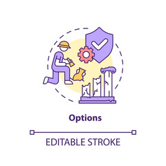 Options concept icon. Choose reservation way. Heritage conservation process abstract idea thin line illustration. Isolated outline drawing. Editable stroke. Arial, Myriad Pro-Bold fonts used