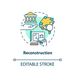 Reconstruction concept icon. Reproduce structure. Heritage objects preservation type abstract idea thin line illustration. Isolated outline drawing. Editable stroke. Arial, Myriad Pro-Bold fonts used