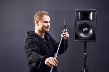 Audio equipment, speaker testing, sound quality, master tester evaluates the performance of the...