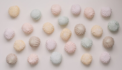 candy pastel coloured marshmallow sweets pattern texture background.