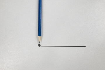 pencil with a contour to the end point on a white paper background.