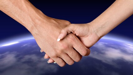 Two hand people, help concept, Russia and Ukraine to make peace.
Two hand to pacify the war.