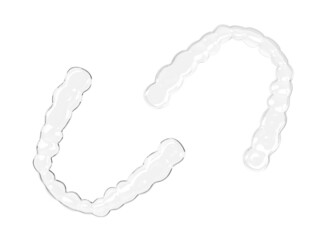 invisible braces, invisalign, white background, top view, 3d rendering