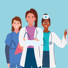Obraz premium three female medical staff