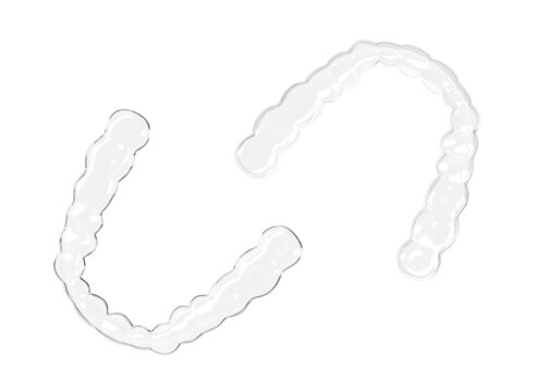invisible braces, invisalign, white background, top view, 3d rendering