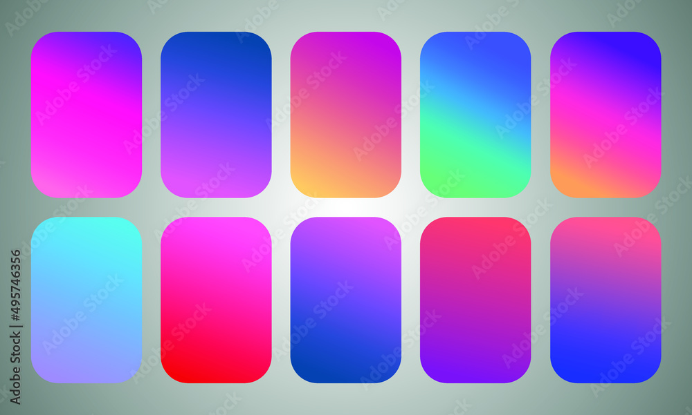 Poster set of abstract vector gradient backgrounds. colorful texture for your design. mobile app template
