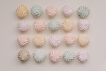 candy pastel coloured marshmallow sweets pattern texture background.