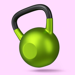 Naklejka na ściany i meble Heavy gym green kettlebell for workout isolated on pink background