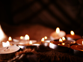 Meditation scene with tea light candles medium shot 