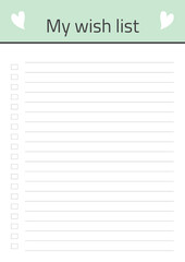 My Wish List Templates Sheet.