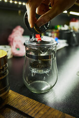 Chinese puer fermented and pressed tea. Tea ceremony