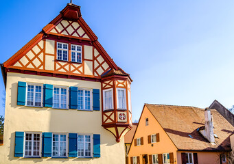 historic buildings at the old town of Nördlingen