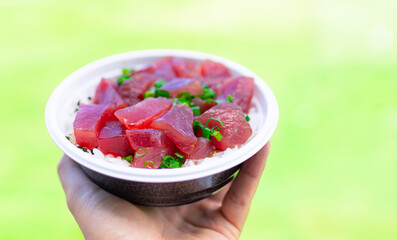 Bowl of poke tuna fish
