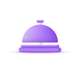 3D Hotel bell isolated on white background. Help desk symbol. Concierge, reception, assistance concept. Can be used for many purposes.