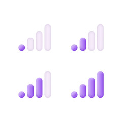 3D Wifi signal isolated on white background. Signal strength indicator template. Internet concept. Wi-Fi icon levels. Can be used for many purposes.