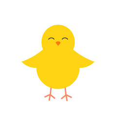 Cute yellow Easter chick bird icon isolated on white background.
