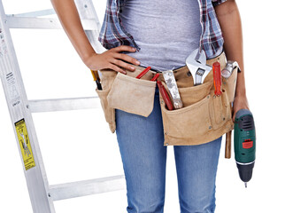 No job is too small.... Cropped shot of the midsection of a female construction worker.