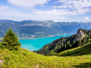 Lake Brienz aka Brienzersee Alpine lake in the Bernese Oberland in Switzerland