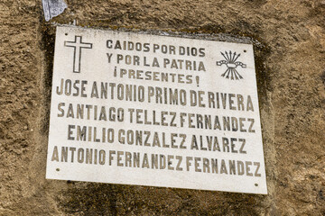 Plaque of Spanish civil War fallen in the Monastery of San Miguel de las Duenas, Spain