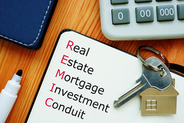 Real Estate Mortgage Investment Conduit REMIC is shown on the photo using the text