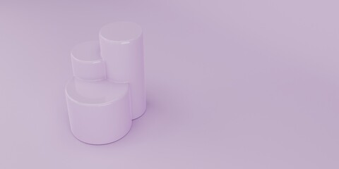 Pink Conjoined 3 Cylinder 3d Render