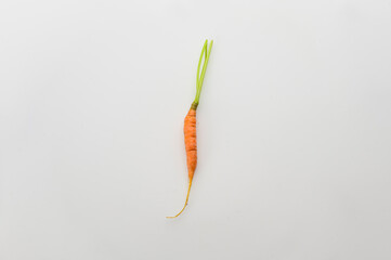 tiny orange carrot isolated on white background. tiny size. heathy and nutrition concepts. vitamin. top view