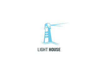 lighthouse logo design template. blue lighthouse business logo