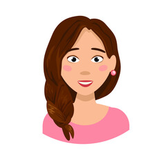 people avatar. young woman. icon. Vector illustration in flat style