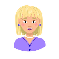 people avatar. young blonde woman. icon. Vector illustration in flat style