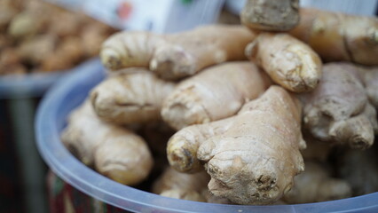 Heap Of Ginger Root in The Market