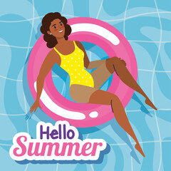hello summer scene postcard