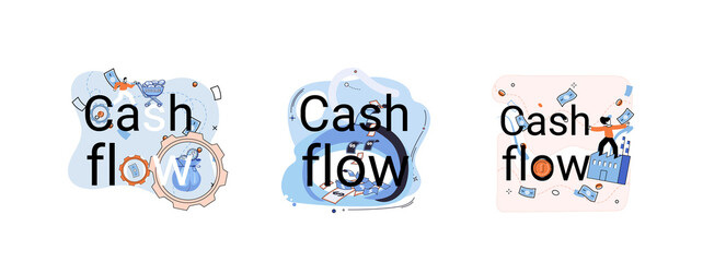 Cash flow, currency received or paid out. Invest earnings, money, get increase of salary. Idea of financial growth and business development. Money investment and profit. Profitability planning concept