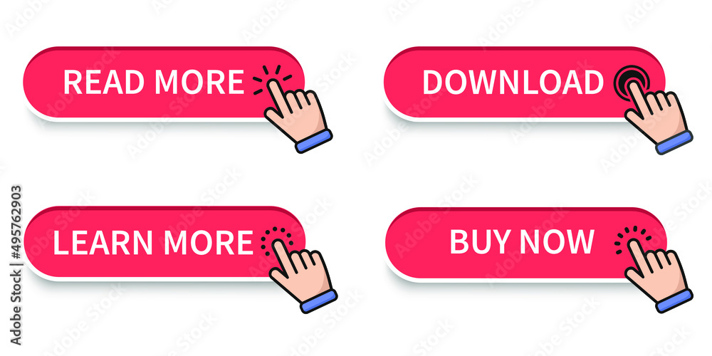 Poster set of trendy action button for web, mobile app. template navigation button menu. read more, downloa