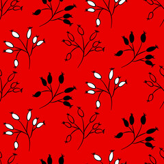 Vector seamless half-drop pattern, with bud