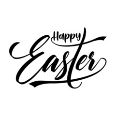 Happy Easter typography design set. Isolated compositions on white background. Calligraphy, lettering and hand-drawn elements. Usable for posters, cards any print.