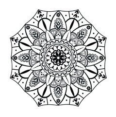 Decorative mandala. Template for coloring, meditation, yoga, rest, relaxation. Black and white color. Elegant allover pattern. Digital vector illustration 