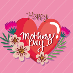 Fototapeta na wymiar happy mothers day lettering in heart