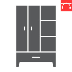Wardrobe glyph icon, furniture and interior, cupboard vector icon, vector graphics, editable stroke solid sign, eps 10.