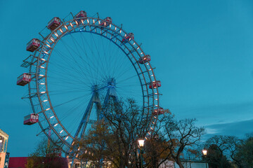 Beautiful view of Ferris wheel Vienna Prater