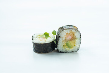 Sushi roll isolated Uramaki on white background maki