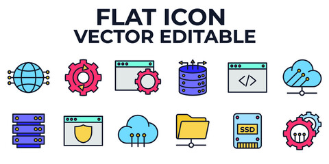 hosting and cloud computing networks set icon symbol template for graphic and web design collection logo vector illustration