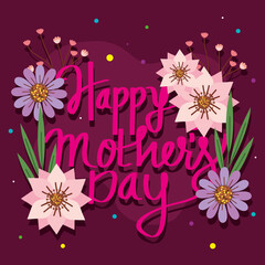 happy mothers day lettering postcard