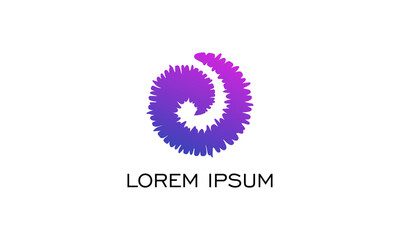 vector graphic illustration logo design for unique abstract pictogram circle swirl in purple color